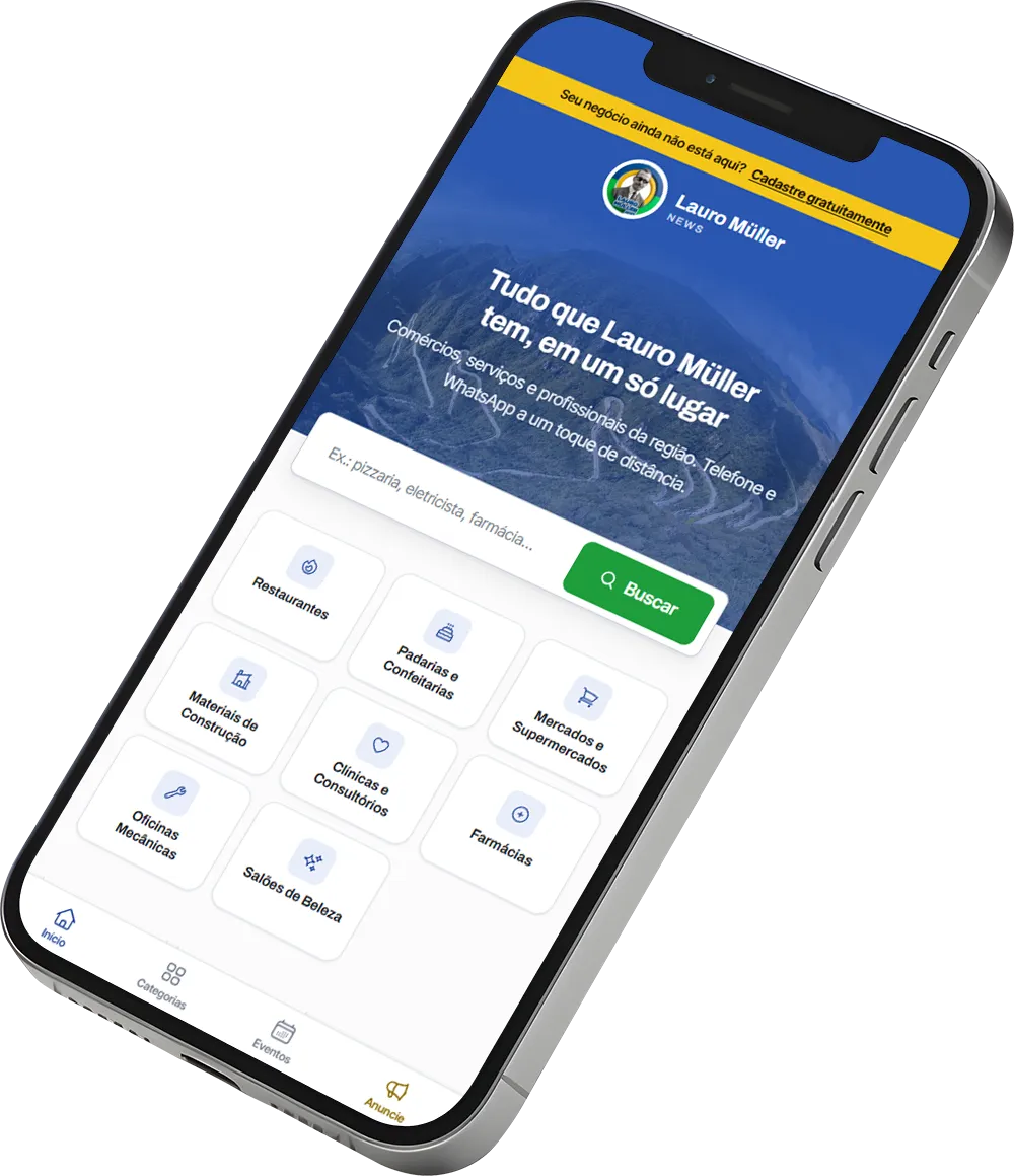 O portal Lauro Müller News aberto no celular